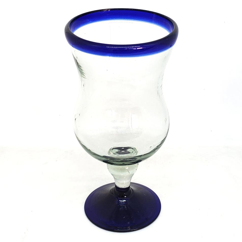 Sale Items / Cobalt Blue Rim 11 oz Curvy Water Goblets  / The curved wall of these goblets makes them classic and beautiful at the same time. Ideal to complete your table setting.
